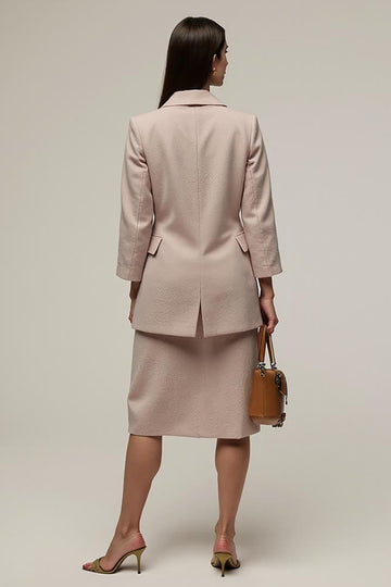 Gery Pink 2 Piece Sheath Notched Lapel Work Dress